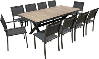 Oviala Mesa de jard&iacute;n de aluminio y cer&aacute;mica con 10 plazas, antracita