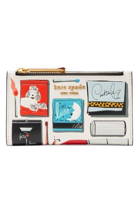 Kate Spade New York morgan matchbox embossed leather wallet in Parchment Multi at Nordstrom