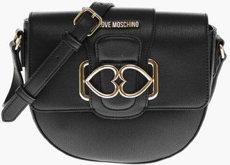 Moschino LOVE Faux Leather Crossbody Bag with Double Metal Heart size Unica