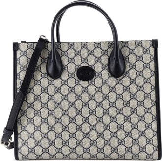 Gucci Interlocking G Tote GG Coated Canvas and Leather Small satchel - Blue