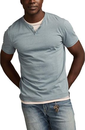 Lucky Brand Venice Button Neck Cotton Blend T-Shirt in Trooper at Nordstrom, Size Xx-Large