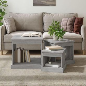 vidaXL Vidaxl - Coffee Tables 3 pcs Grey Sonoma Engineered Wood