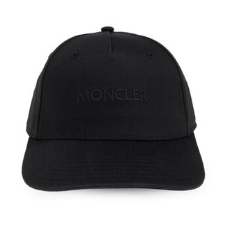 Moncler Caps, female, Black, Size: ONE SIZE Embroidered Logo Gabardine Baseball Cap