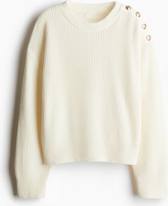 H&M Pullover mit Zierknöpfen - White
