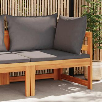 vidaXL Sof&aacute; De Esquina Madera Maciza De Acacia Con Cojines Gris Oscuro Vidaxl