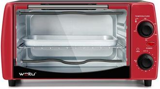 Woltu Woltu Mini Forno Elettrico 12l 800w Girarrosto Potenza Timer Fornetto Piccolo Rosso