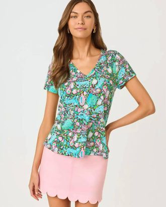 Lilly Pulitzer Maryetta Top In Multi Royal Zoo