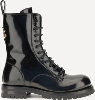 Dolce & Gabbana Leather Lace-Up Booties Female 38.5