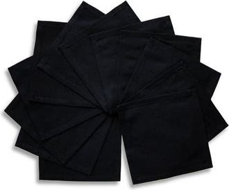 Solino Home Cotton Linen Plain Cocktail Napkins Set of 12, 6 x 6 Inch for Dining Table, Holiday and Everyday Table Decor - Dru in Black at Nordstrom