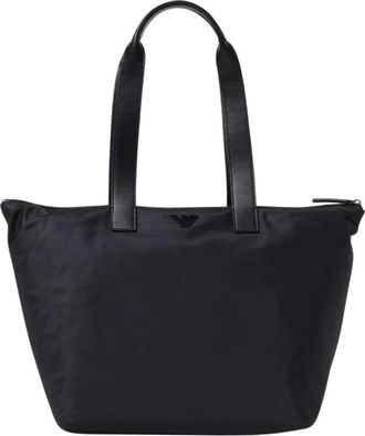 Emporio Armani Tote Bags, male, Black, Size: ONE SIZE Versatile Tote Bag with Zip Closure