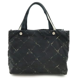 Chanel Travel Line Black Red Color Nylon Shoulder Bag Tote Bag (Pre-Owned)