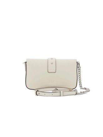 Pinko Love One Slouchy Calfskin Leather Crossbody Bag - White