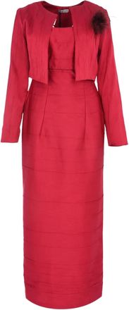 Baruni Rawand feather-embellishment maxi dress (set of two) - Red