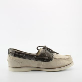 Timberland Classic Boat Shoes Off White Leather Womens Lace Up A1C2S - Beige Leather (archived) - Size UK 7.5