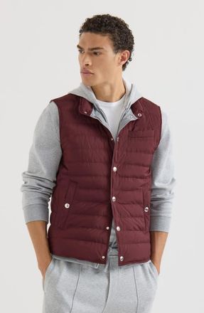 Brunello Cucinelli Lightweight techno fabric down vest in Burgundy at Nordstrom, Size Xxx-Large