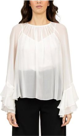 Max Mara Overhemden, Dames, Wit, S, Zijden Georgette Nude Blouse