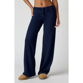 Florence By Mills Wide Leg Jersey Rib Sweatpants in Navy at Nordstrom, Size Xx-Small