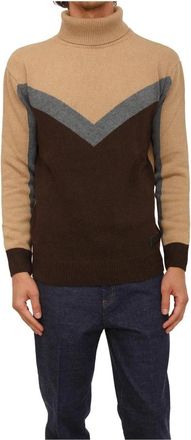 John Richmond Britez Turtleneck Trui - Heren - Coltruien - Bruin - M - Wol - Truien & Vesten