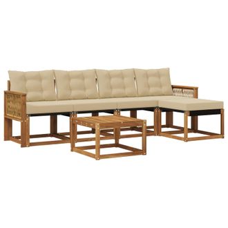 vidaXL Conjunto De Sof&aacute;s De Exterior Con Coj&iacute;n 6 Pcs Natural Y Beige Vidaxl