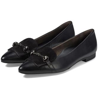 Paul Green Womens Paul Green Selena Flat Black Leather Slip On Pointed Toe Shoes HTAT201