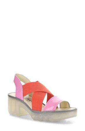 FLY London Taji Platform Slingback Sandal in 010 Pink/Scarlet at Nordstrom, Size 10-10.5Us