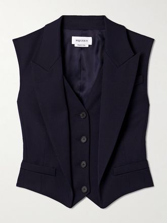 Alexander McQueen Gilet In Lana Grain De Poudre - Blu