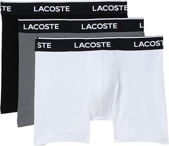 Lacoste Cotton Stretch Essentials Boxer Briefs 3-pack Mens Underwear Black/White/Grey : XXL (EUR 8), Cotton/Elastane