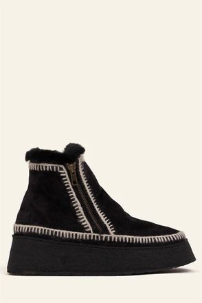 Laidbacklondon Womens Setsu Platform Suede Ankle Boot In Black/natural