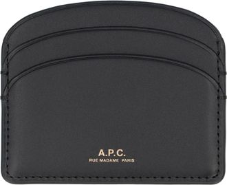 A.P.C. Womens Lune Leather Card Holder Black Cotton Wallets & Purses