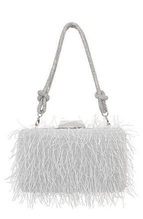 Nina Fringe Crystal Cord Minaudiere in White at Nordstrom Rack