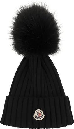 Moncler Wool Cap With Synthetic Pompom
