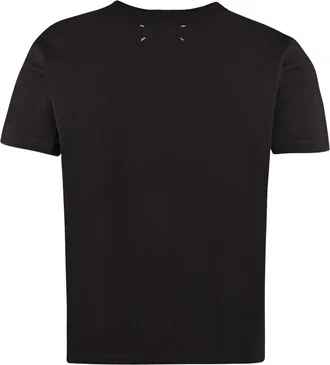 Maison Margiela Mens Cotton T-Shirt Black-White Embroidery T-Shirts Black/white And Polos