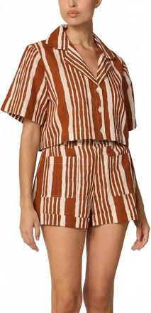 Cleobella Mizuki Short Sleeve Blouse In Vecchio Stripe