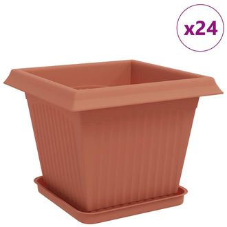 vidaXL Macetas 24 Pcs Rojo Ladrillo 33 X 33 X 26 Cm Pl&aacute;stico Vidaxl