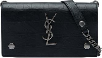 Saint Laurent Pre-owned Saint Laurent Croc Embossed Leather Monogram Rider Wallet on Chain Ladies 48P85QD8SLRTNMKK