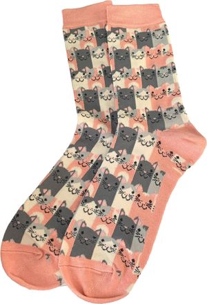 Generic Purple Possum Pink Cat Socks Ladies Cats Print Fun Grey Novelty Bamboo Cotton Women Kitty Socks1 pair shoe size 4 to 7