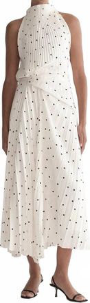 A.L.C. Simona Pleated Midi Dress In Cream/black