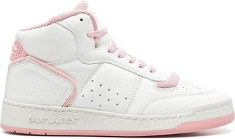Saint Laurent Schoenen, Dames, Wit, 38 EU, Katoen, Wit Roze High-Top Leren Sneakers