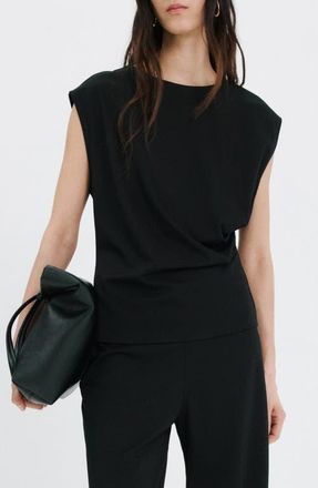 Mango Pleated Top in Black at Nordstrom, Size Xx-Small