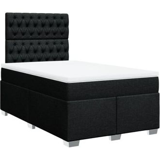 vidaXL Cama Box Spring Con Colch&oacute;n Tela Negro 120x200 Cm Vidaxl