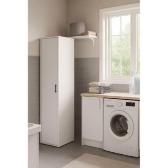 Dmora Armario Multiuso 1 Puerta Crucoli, 2 Estantes, 40x206h Cm Blanco