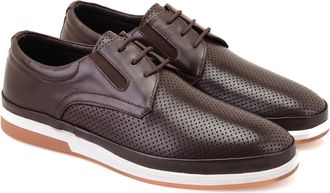 Desa Mens Leather Casual Lace-Ups - Leather Sole, Flat Heel | Brown - 43