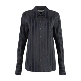 Tory Burch Tory Burch, Shirts, female, Gray, Size: 2XS Cuffed Cotton Shirt