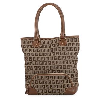 Fendi Khaki Brown Zucchino Handbag Tote Bag (Pre-Owned)