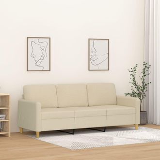 vidaXL Sof&aacute; De 3 Plazas De Tela Crema 180 Cm Vidaxl