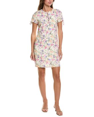 CeCe by Cynthia Steffe Bow Detail Keyhole Linen-Blend Mini Dress