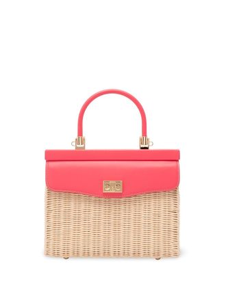 Rodo Wicker And Leather Medium Handbag