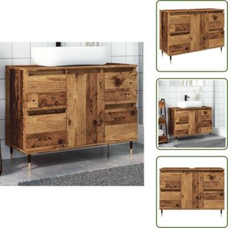 vidaXL Mobile da bagno con cassetti - vidaXL Mobile da Bagno Legno Antico 80x33x60 cm in Legno Multistrato - Mobile da bagno con piedini in ferro