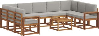 vidaXL Conjunto De Sof&aacute;s De Exterior 10 Uds. Gris Natural Y Claro Vidaxl
