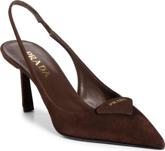 Prada Logo Slingback Pump in Moro at Nordstrom, Size 9.5Us